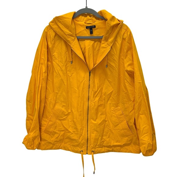 Eileen Fisher Women's Hooded Zip Up Jacket Windbreaker Size L Mango Yellow - Picture 9 of 10